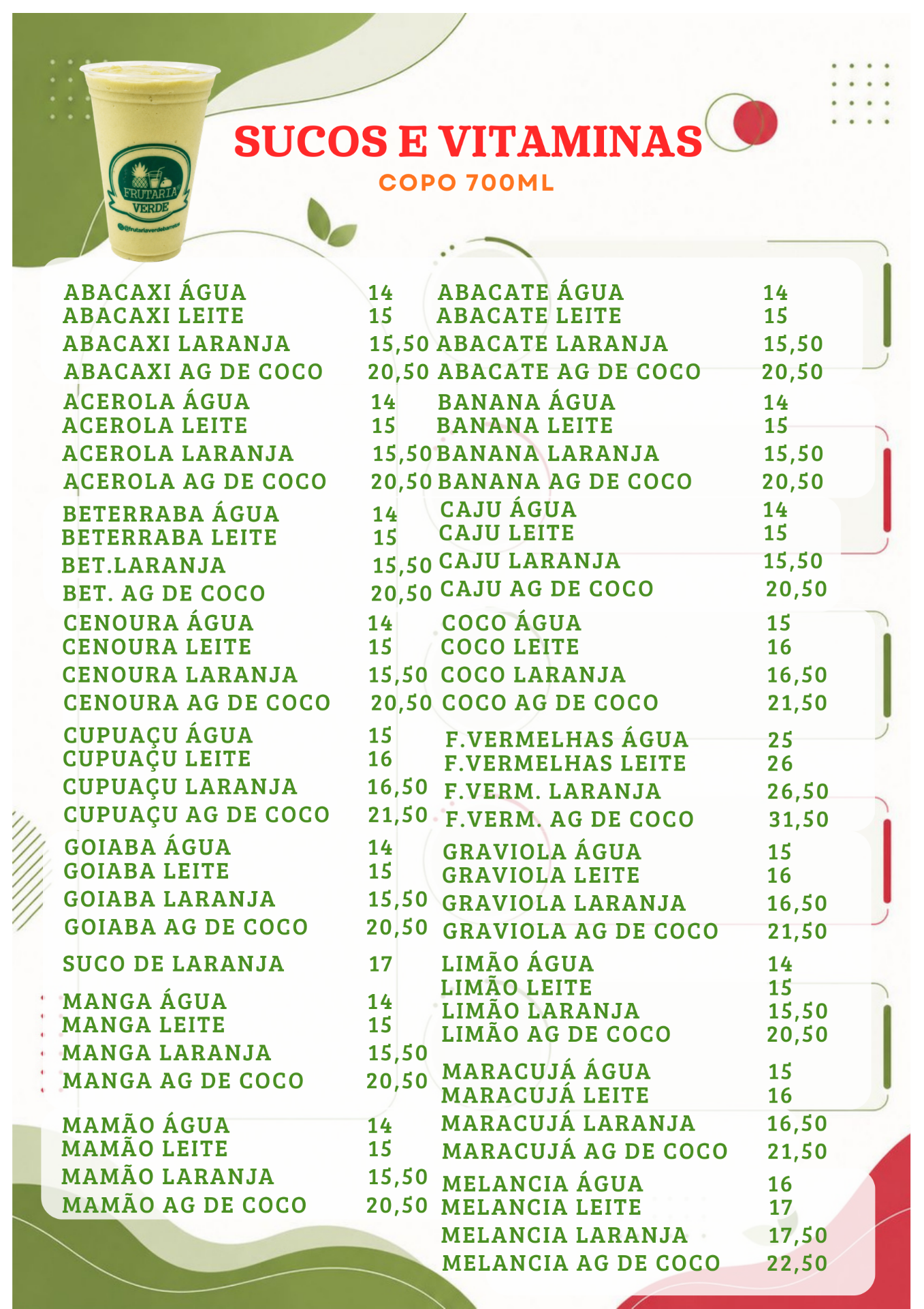 Cardápio Frutaria Verde Barretos - página 3